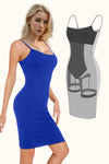 Blue Basic Bae Full Size Built-In Shapewear Scoop Neck Sleeveless Dress