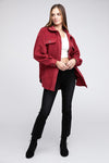 Fleece Buttoned Down Oversized Jacket Burgundy