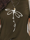 Dragonfly Graphic Round Neck Short Sleeve T-Shirt