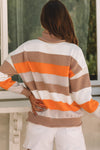 Back view of Color Block Drop Shoulder Turtleneck Sweater