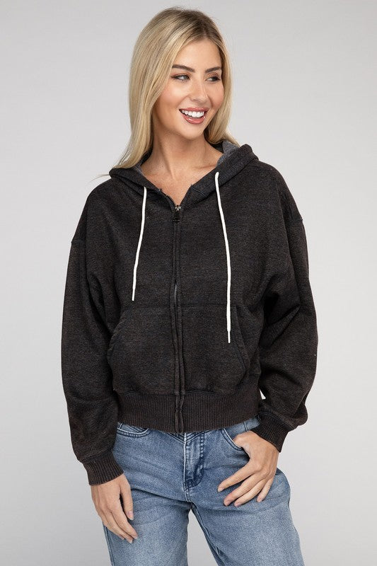 The best black Cropped Zip-Up Hoodie