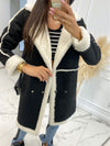 Lapel Collar Exposed Seam Buttoned Coat