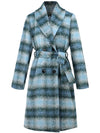 Plaid Tie Waist Long Sleeve Coat