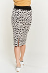 Back view of black and white midi skirt