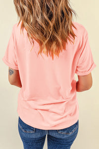 Heart Round Neck Short Sleeve T-Shirt