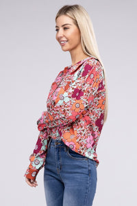 Floral Printed Long Sleeve Shirt for ladies