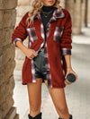 Plaid Contrast Dropped Shoulder Coat