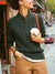 Green Knitted Baseball Collar Twisted Rope Texture Buttoned Sweatshirt