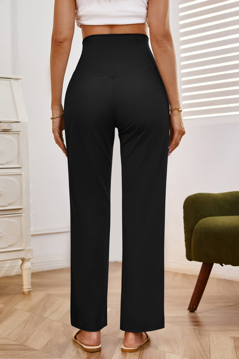 High Waist Wide Leg Pants with Pockets