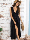 Full Size Slit V-Neck Sleeveless Midi Dress