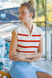 Striped Polo Vest for mom