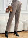 Perfee Plaid Straight Pants with Pockets