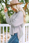 gray Fernanda Lantern Sleeve Shirt