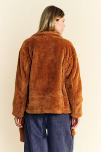 Davi & Dani Fuzzy Zip Up Collared Neck Jacket