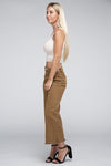 Acid Washed High Waist Frayed Hem Straight Pants