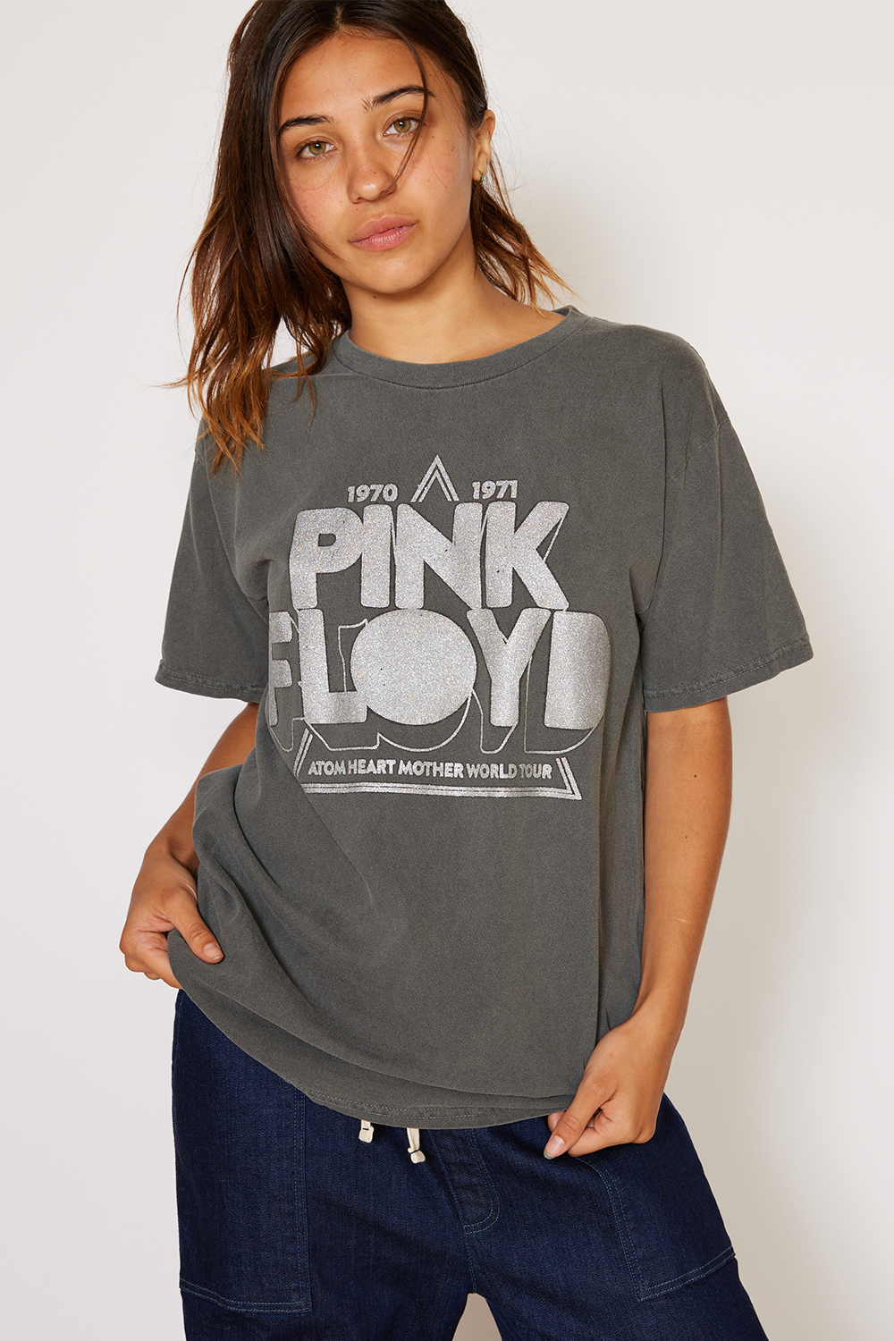 Gray Pink Floyd World Tour Glitter Tee