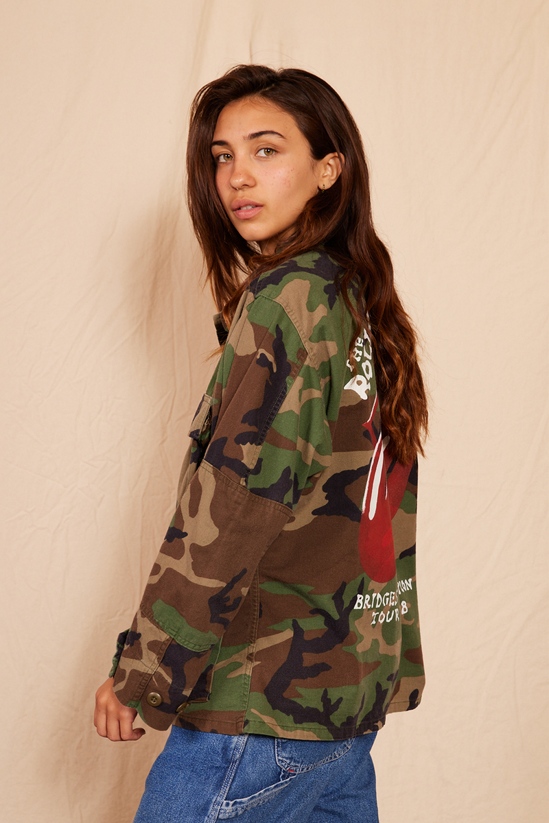 Side view of Rolling Stones Authentic Vintage Camo Army Jacket