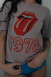 Zoom in view of Rolling Stones 1978 Some Girls Tee