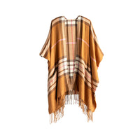 Shiraleah Luca Plaid Cape Shawl, Rust by Shiraleah