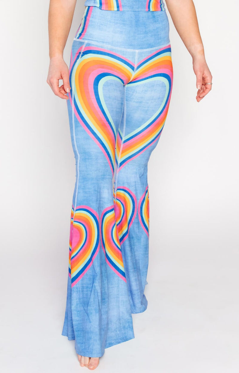 Rainbow Love Printed Bell Bottoms