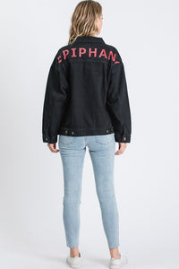 EPIPHANY PRINTED BACK OVERSIZED DENIM JACKET