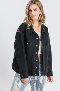 EPIPHANY PRINTED BACK OVERSIZED DENIM JACKET