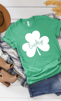 Lucky Clover White Shamrock PLUS SIZE Tee