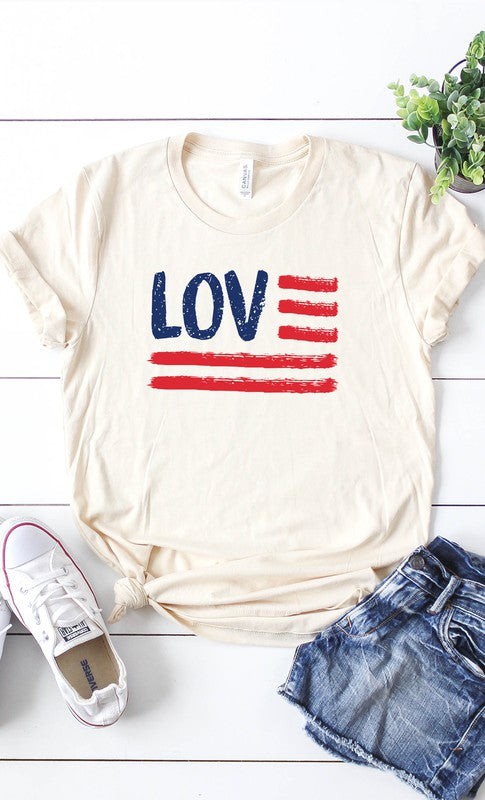 Love American Flag Graphic Tee