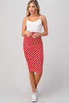 Red polka dot pencil skirt