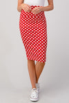 Red polka dot pencil skirt