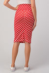 Red polka dot pencil skirt