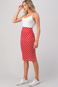 Red polka dot pencil skirt