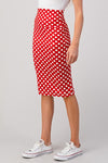 Red polka dot pencil skirt