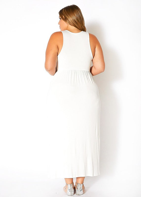 Plus Size Sleeveless Ruched Maxi Dress