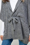 zoom in view of Hoodie Sweater Cardigan Poncho Fur Trim Top