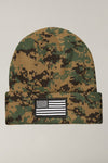 USA Flag Embroidery Patch Cuff Camo Beanie Hat