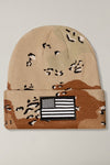 USA Flag Embroidery Patch Cuff Camo Beanie Hat