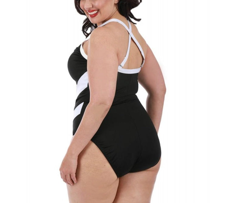 InstantFigure Curvy Two-Tone One Piece Swimsuit 13306PC by InstantFigure INC