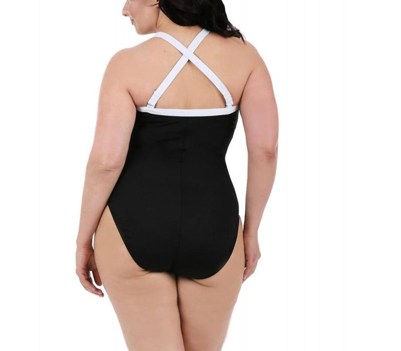 InstantFigure Curvy Two-Tone One Piece Swimsuit 13306PC by InstantFigure INC