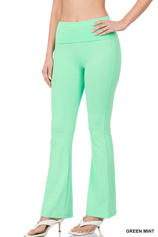 PREMIUM COTTON FOLD OVER YOGA FLARE PANTS