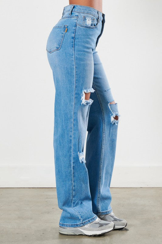 Distressed Wide Leg Jeans