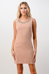 Jeweled Neck Detail Dress