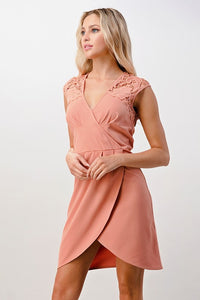 Lace Shoulder Overlap Dress