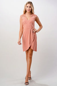 Lace Shoulder Overlap Dress