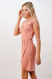 Lace Shoulder Overlap Dress