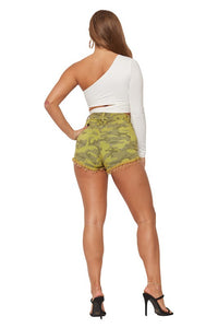 Back view of Camo Denim Short Lime