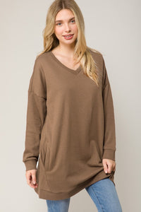 Oversized V Neck Sweatshirt Pullover Tunic