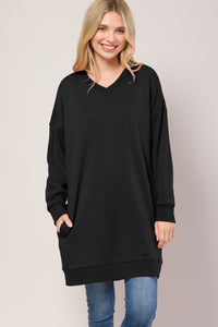 Oversized V Neck Sweatshirt Pullover Tunic