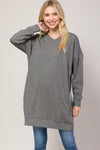 Oversized V Neck Sweatshirt Pullover Tunic