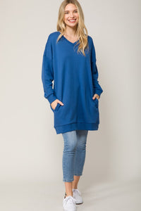 Oversized V Neck Sweatshirt Pullover Tunic